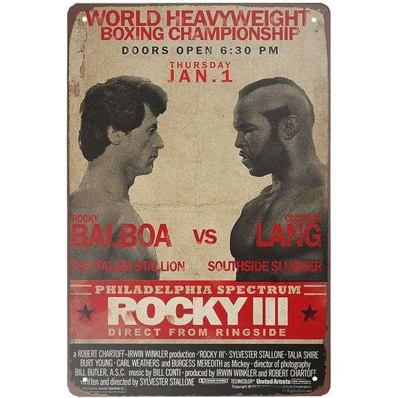 Rocky lll World Heavyweight Boxing Tin Sign