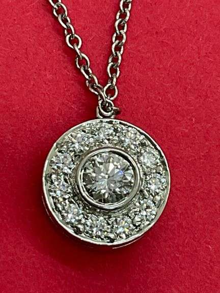 Tiffany & Co. Mini Circlet Diamond Halo Pendant Necklace in Platinum. certified