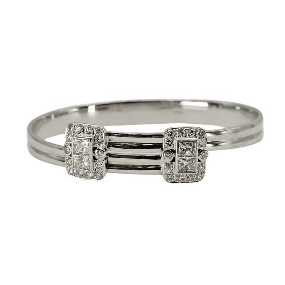 18K (750) White Gold Adjustable Bangle Natural White VVS-VS Diamond