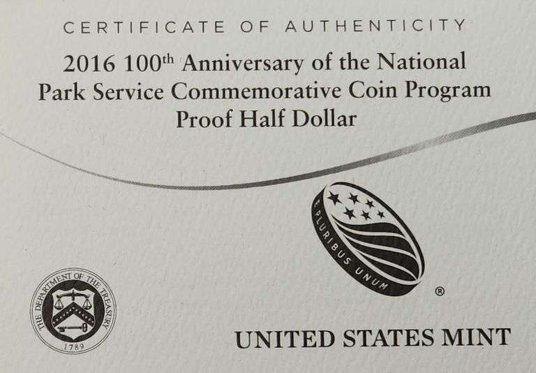 2016-S 50c National Parks Service 100th Anniversary PR DCAM