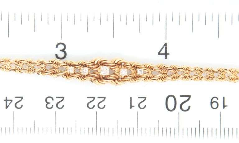 Estate 14K YG Double Rope & Dia. Bracelet & Necklace