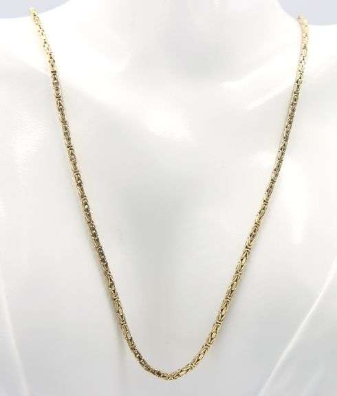 14kt Yellow gold Square Byzantine chain necklace