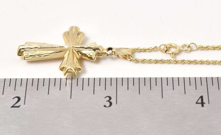Spectacular Cross Pendant Necklace in 14K Yellow Gold