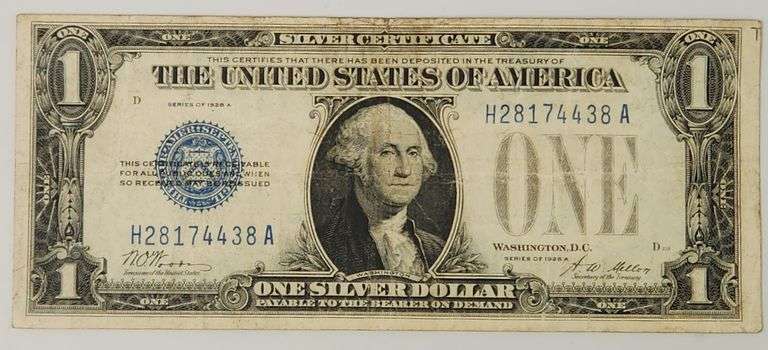 1928 A $1 Dollar Silver Certificate, Circulated