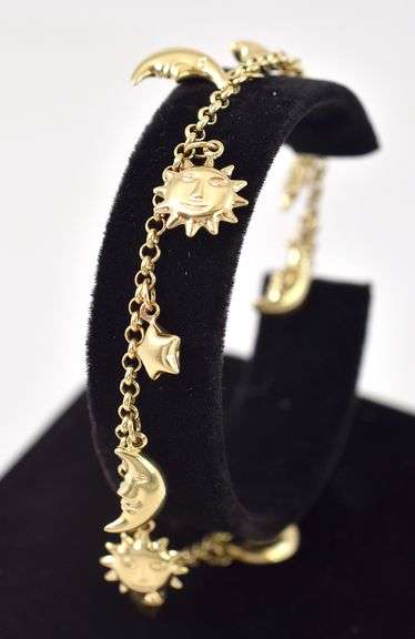 Ravishing Celestial Themed Bracelet in 14K Yellow Gold