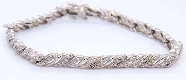 Vintage 925 Sterling Silver Cubic Zirconia Bracelet