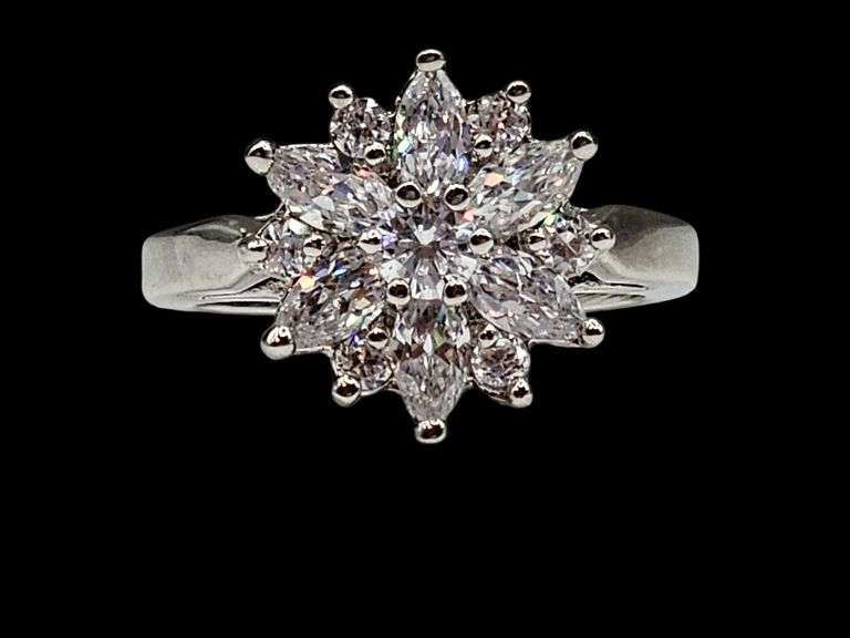 Dazzling 14 Kt White Gold Plated Lab Simulated Diamond Ring