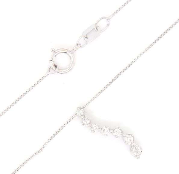 10kt White gold diamond Journey pendant on chain