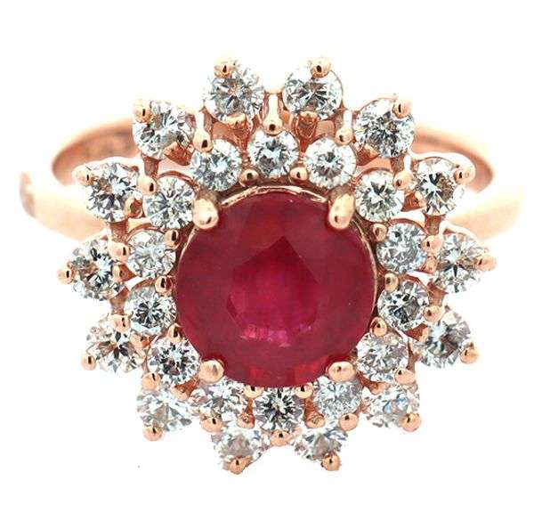 Effy 2.75ct Ruby and 1.10ctw Diamond Double Starburst Frame Ring in 14K
