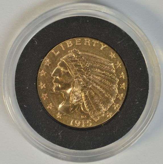 Very pretty near Mint 1915 US $2.50 Indian Gold Piece