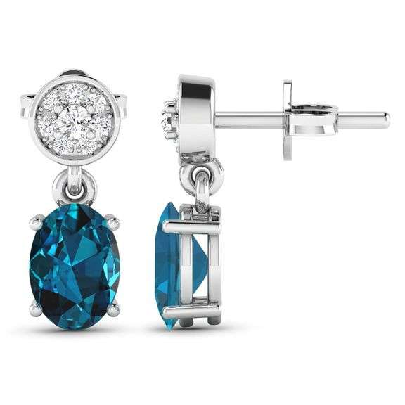 14KT White Gold 1.4ctw London Blue Topaz and Diamond Earrings