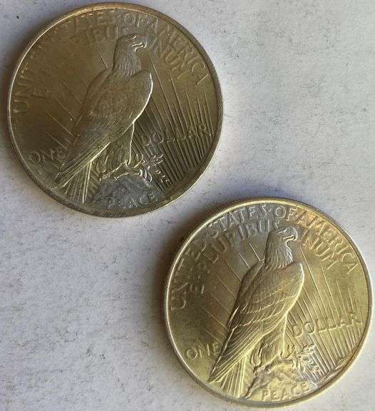 2 Frosty 1923 White BU Peace Dollars
