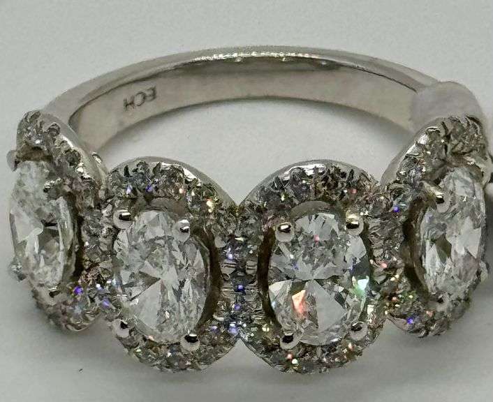 14K White Gold Oval Cut Lab Diamond Wedding Band