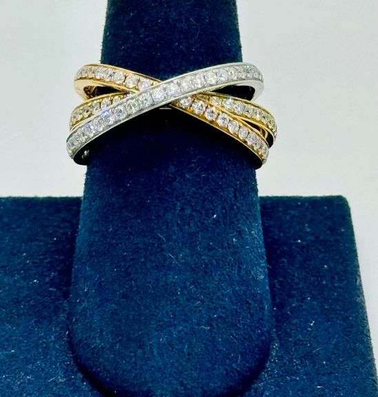 18K Three-Tone Trinity Diamond Ring