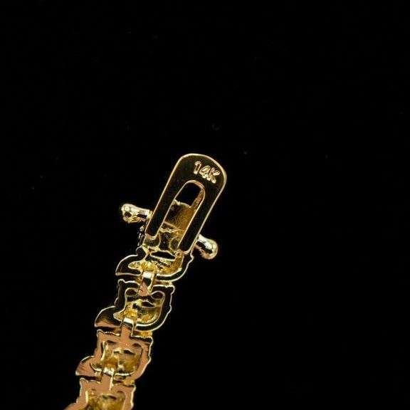 Sparkling Lab Simulated Diamond 14 Kt Yellow Gold Plated Tennis Bracelet
