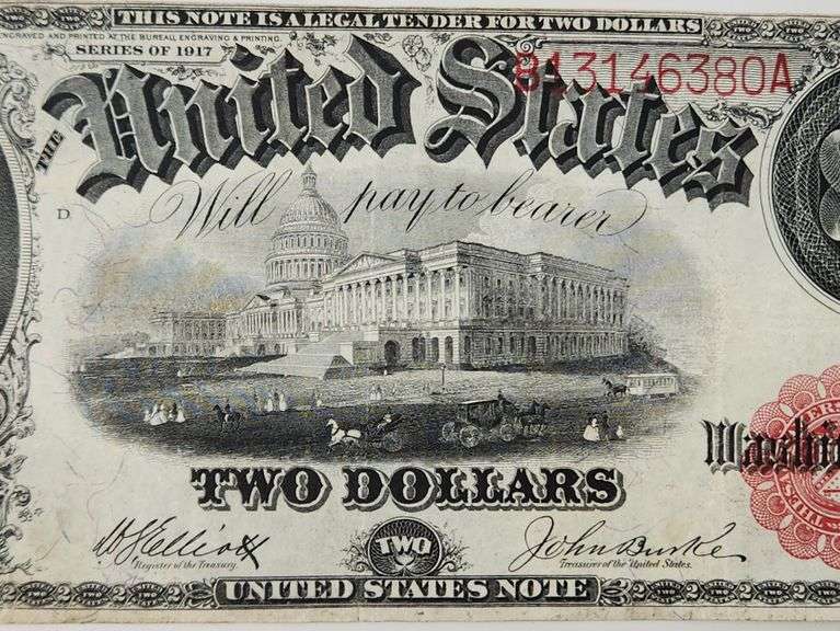 1917 Red Seal $2 Banknote, Circulated