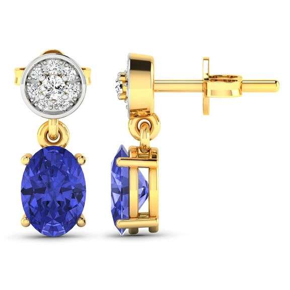14KT Yellow Gold 1.24ctw Tanzanite and Diamond Earrings