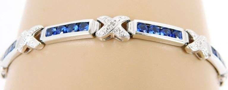 Sterling Sapphires & Diamond Accents Bracelet, 8 In.