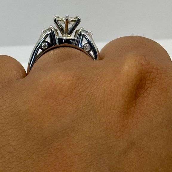 14K White Gold Pie Cut Diamond Ring