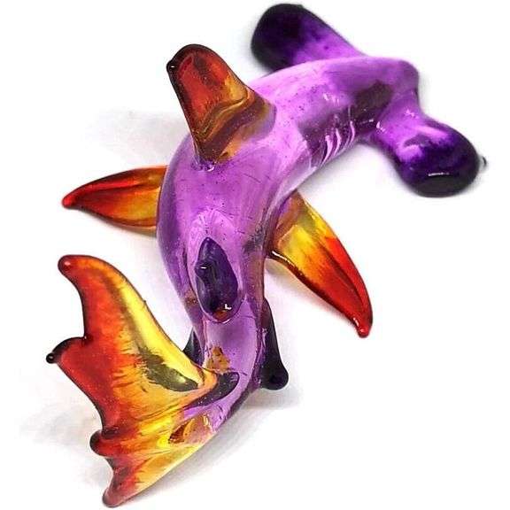Hand Blown Glass Hammerhead Shark Collectible Decor