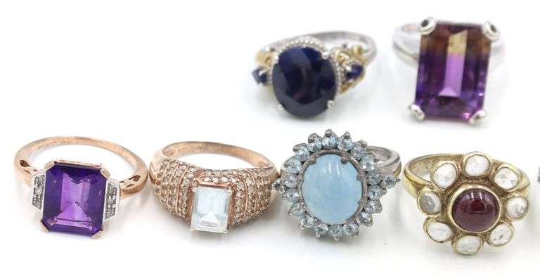 Group lot of 9 Vintage 925 sterling silver rings