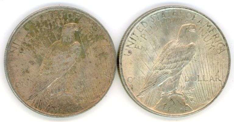 1922 & 1923 Peace Silver Dollars in F