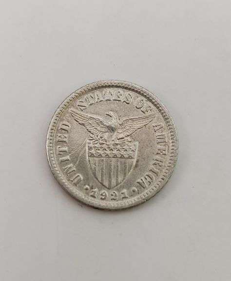 1921 Philippines Silver 10 Centavos, Circulated