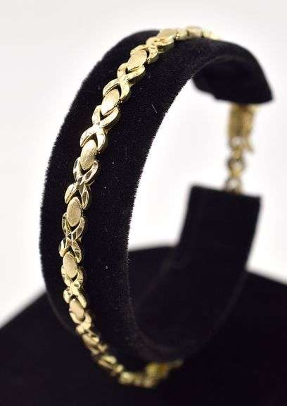 Beautiful X and O Bracelet in 10K Yellow Gold