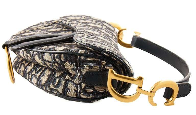 Dior Blue Oblique Jacquard Mini Saddle Bag W/Strap, Box and Dustbag