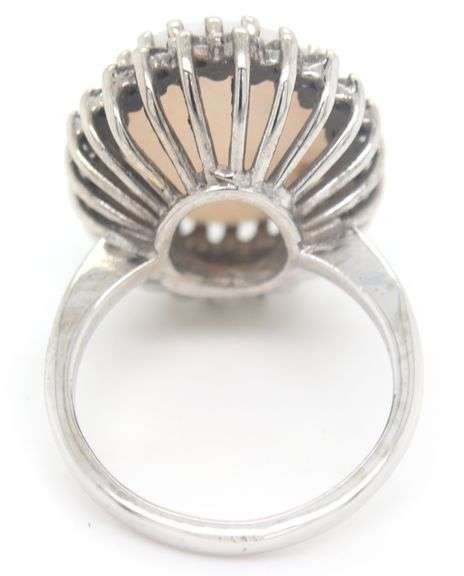 14kt White gold 6.50ct opal and diamond ring