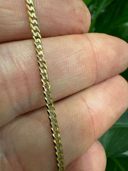 14k Yellow Gold Solid Pave Curb Link Chain 2mm Necklace 22"
