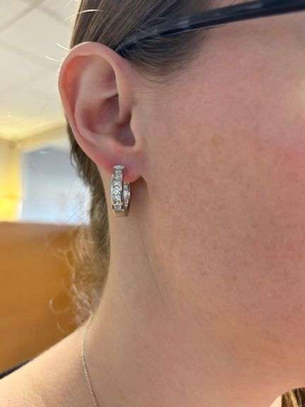 Inside Out 3.70CTW Earth Mined Diamond Hoop Earrings Made with Round & Princess Cut Diamonds