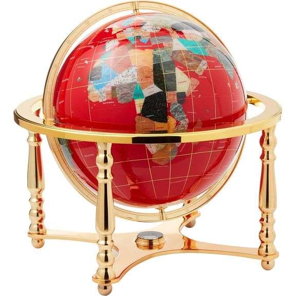 21-Inch Red Lapis Gemstone Globe