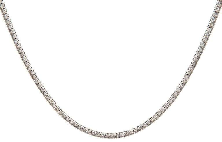 New 11.0ctw Round Diamond Prong Set Tennis Necklace in 14K