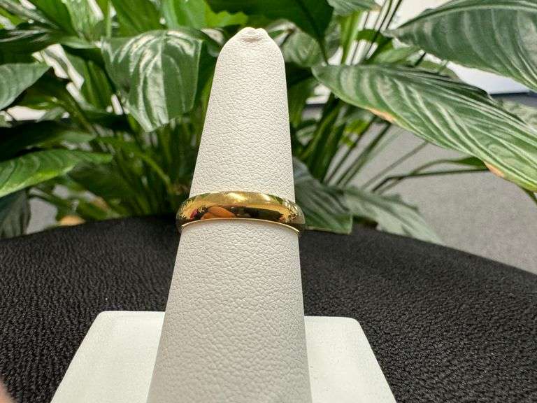 14k Yellow Solid Gold 4mm Domed Plain Men's Women's Wedding Band Size 6