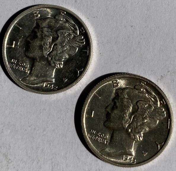 1942 1943 Full Bands BU Mercury Dimes