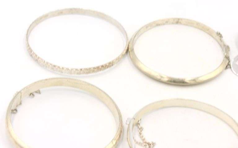 Group lot of 5 Vintage 925 sterling silver bangles