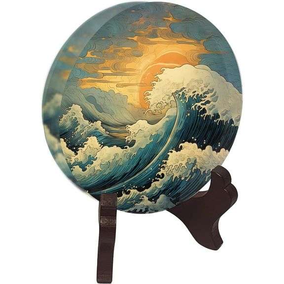 "The Great Wave off Kanagawa" Crystal Paperweight