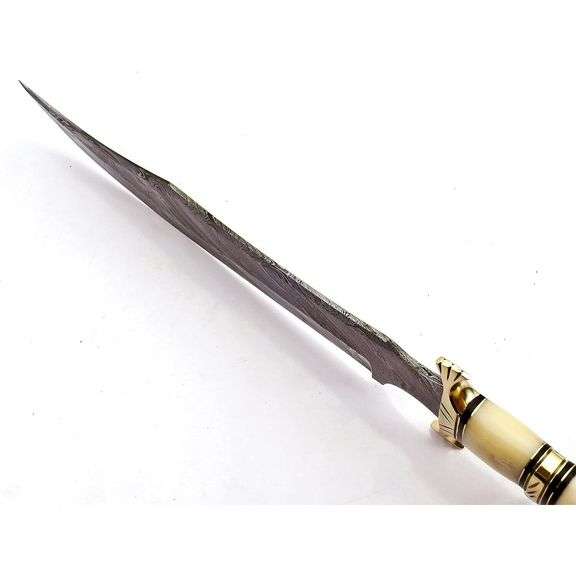 Handmade Camel Bone & Brass Handle Damascus Knife
