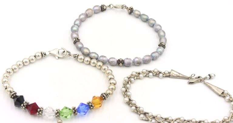Group lot of 5 Vintage 925 sterling silver bracelets
