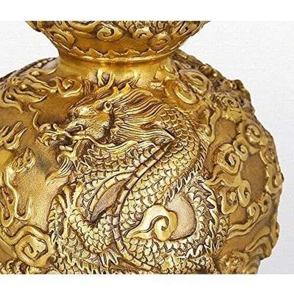 Feng Shui Brass Gourd with Dragon Pattern