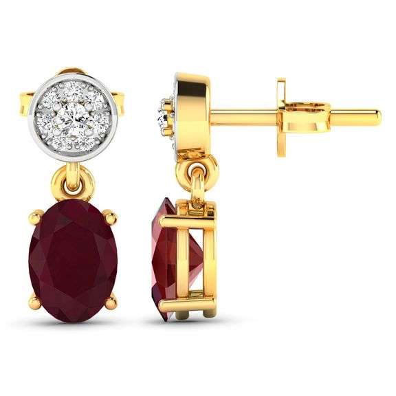 14KT Yellow Gold 1.7ctw Ruby and Diamond Earrings
