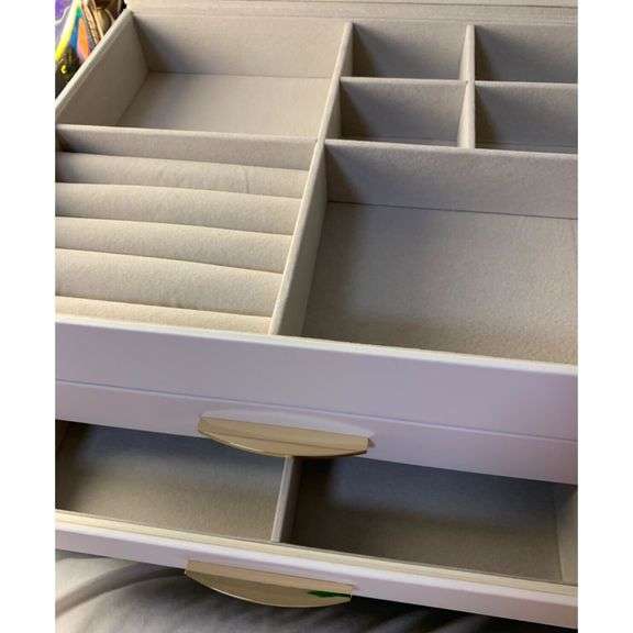 3-Layer Jewelry Box with Glass Lid and Drawers
