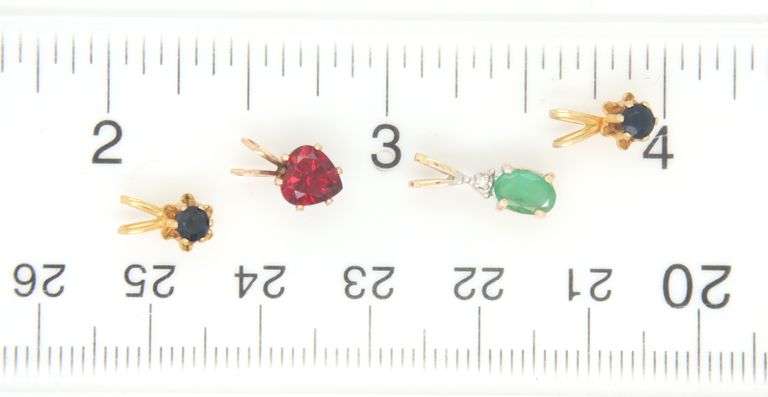 Group of 7 Colored Stone Pendants in 14K YG