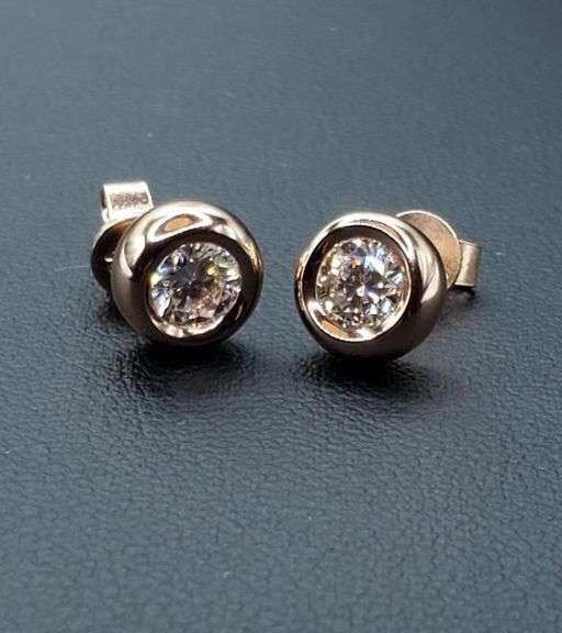 14 Kt Rose Gold Plated 1 Ctw Fire Moissanite Earrings