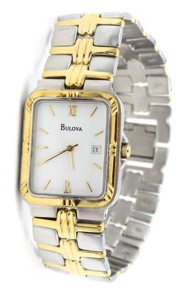 Bulova 2 tone quartz square watch