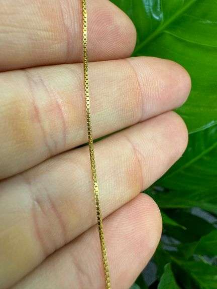 14k Yellow Gold Solid Box Link Chain 0.7mm Necklace 20"
