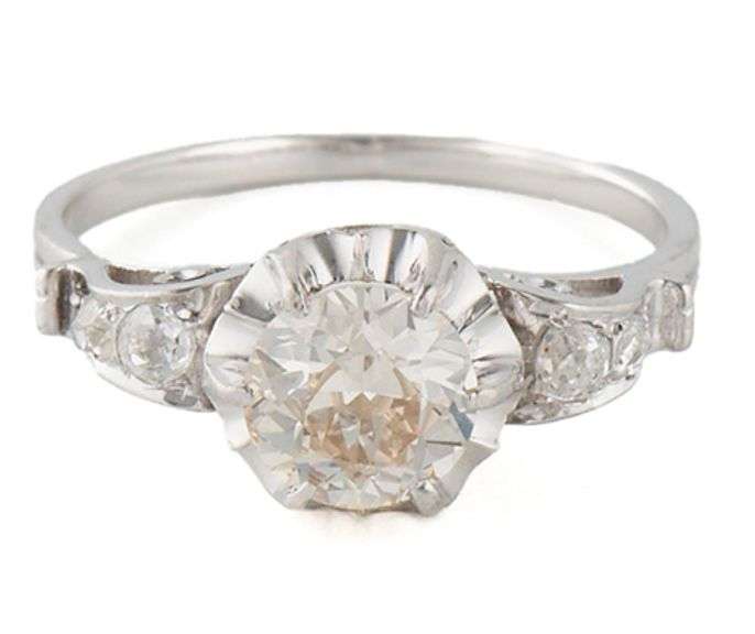 Vintage 1.55ctw European Cut Diamond Heirloom Engagement Ring in Platinum