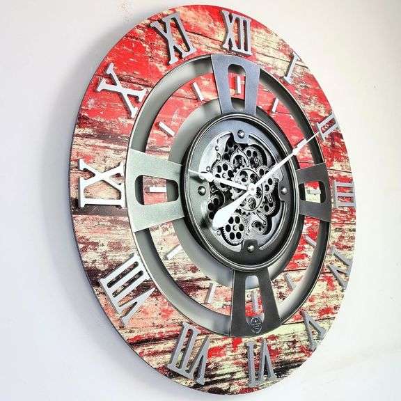 36-Inch Red Gears Wall Clock
