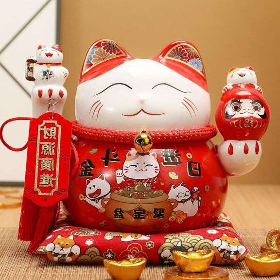 Ceramic Japanese Lucky Cat Piggy Bank